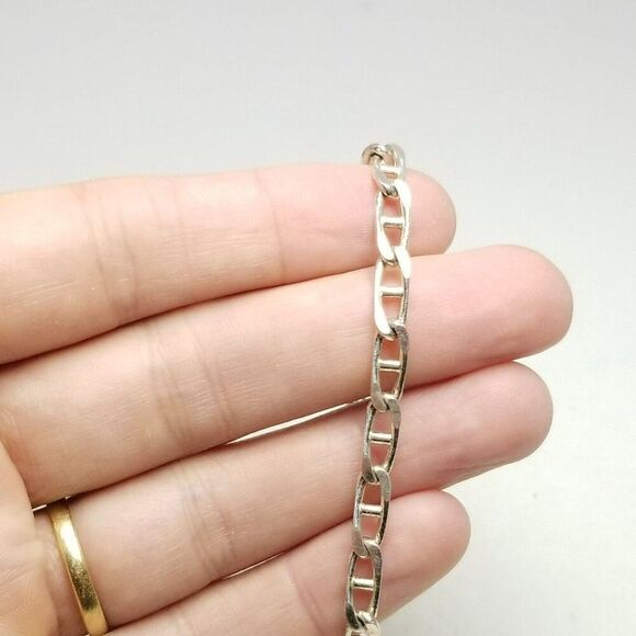 Vintage Anchor Link Chain Bracelet, Silver Tone, 7 Inches Long, Signe GS - Picture 5 of 7